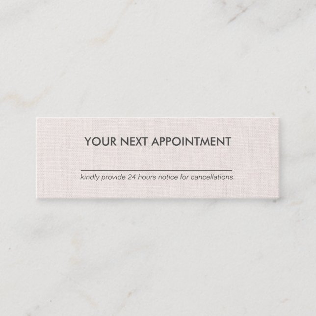 Professional Minimalist Linen Mini Appointment Mini Business Card (Front)