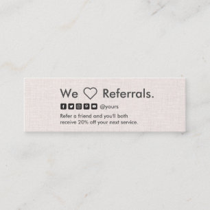 Professional Minimalist Linen Mini Referral Card