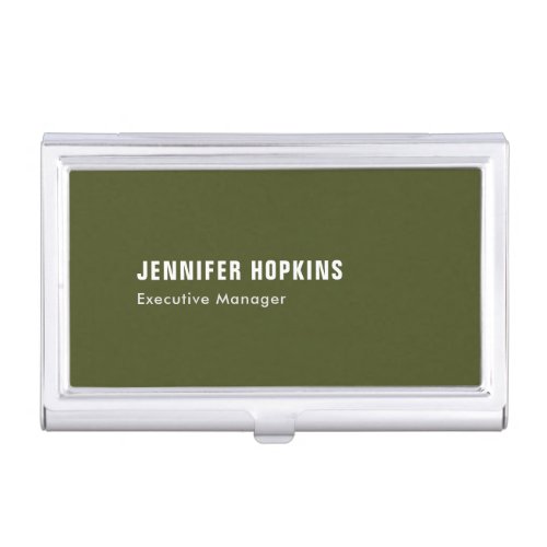 Professional minimalist modern army green business card case