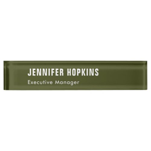 Professional minimalist modern army green desk name plate