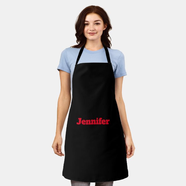 Professional minimalist modern black add your name apron (Worn)