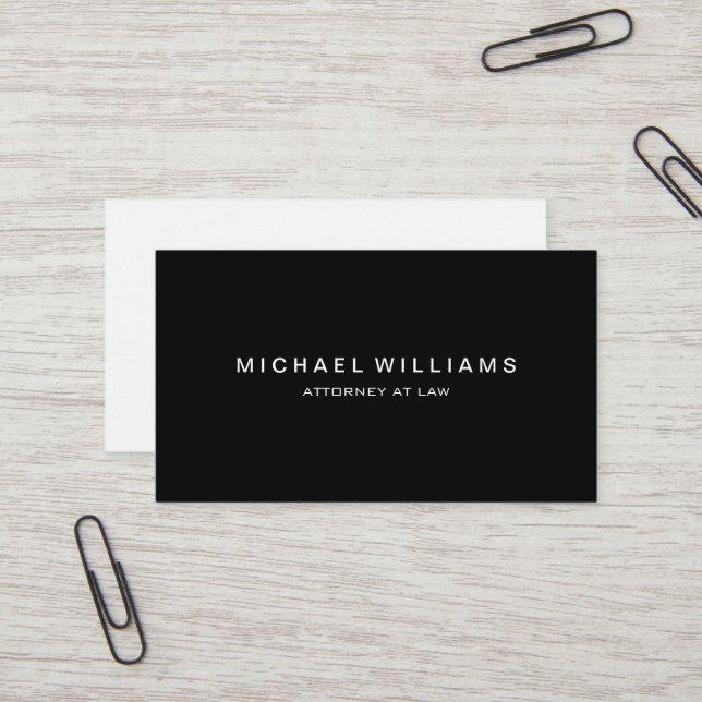 Professional Minimalist Modern Black Business Card (Front/Back In Situ)
