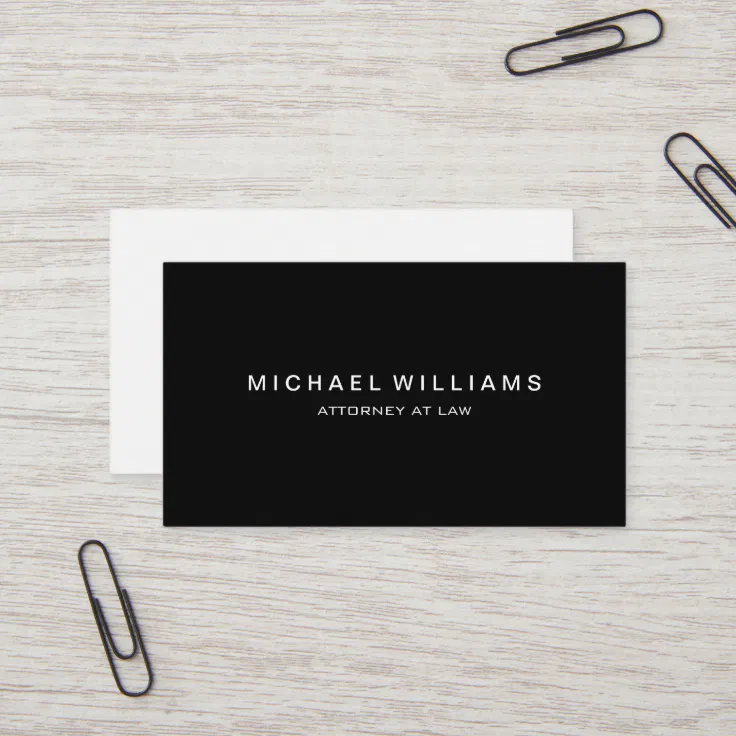 Professional Minimalist Modern Black Business Card | Zazzle