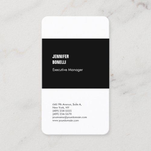 Professional minimalist modern black white plain business card