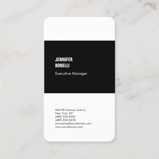 Professional minimalist modern black white plain business card (Front)
