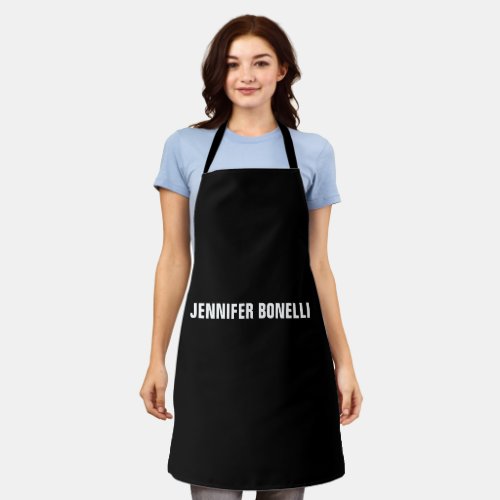 Professional minimalist modern black your name  apron