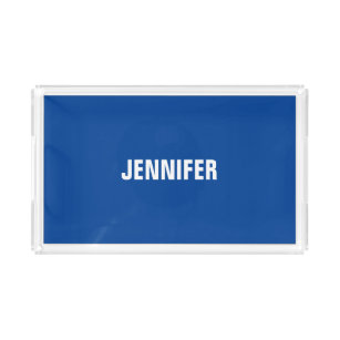 Professional minimalist modern blue add your name acrylic tray