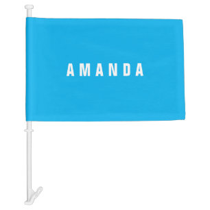 Professional minimalist modern blue add your name car flag
