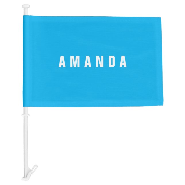 Professional minimalist modern blue add your name car flag (Front)