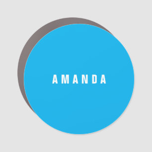 Professional minimalist modern blue add your name car magnet