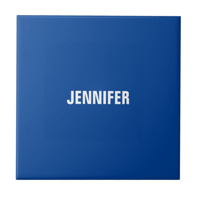 Professional minimalist modern blue add your name ceramic tile (Front)