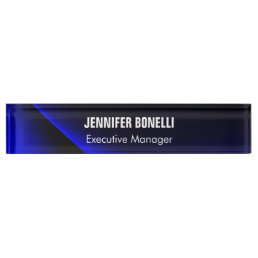 Professional minimalist modern blue add your name desk name plate