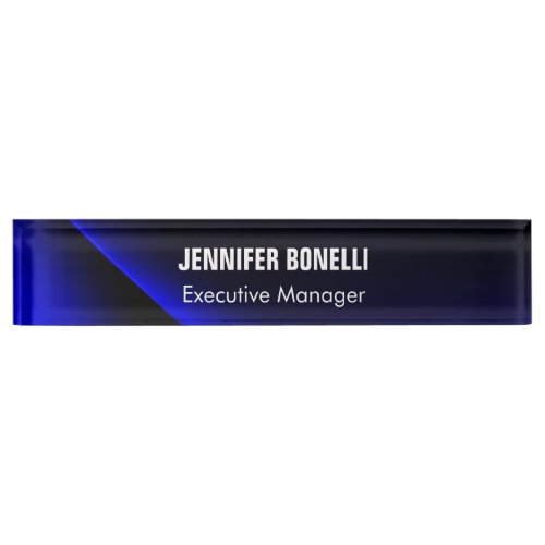Professional minimalist modern blue add your name desk name plate