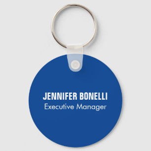 Professional minimalist modern blue add your name keychain