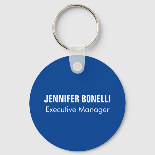 Professional minimalist modern blue add your name keychain (Front)