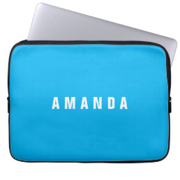 Professional minimalist modern blue add your name laptop sleeve