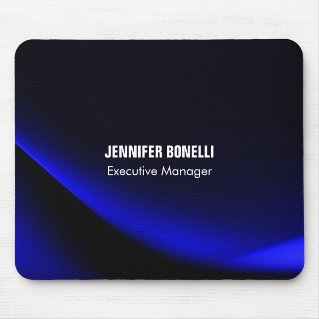 Professional minimalist modern blue add your name mouse pad (Front)