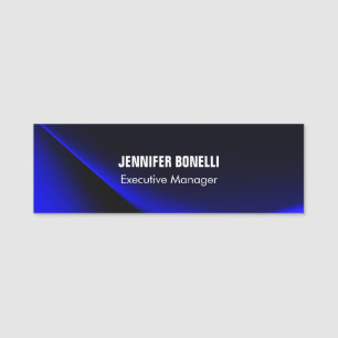 Professional minimalist modern blue add your name name tag