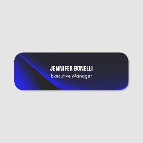 Professional minimalist modern blue add your name name tag