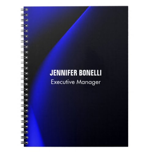 Professional minimalist modern blue add your name notebook