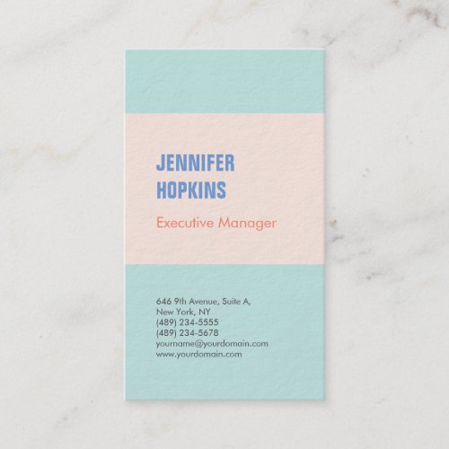 Professional minimalist modern blue business card