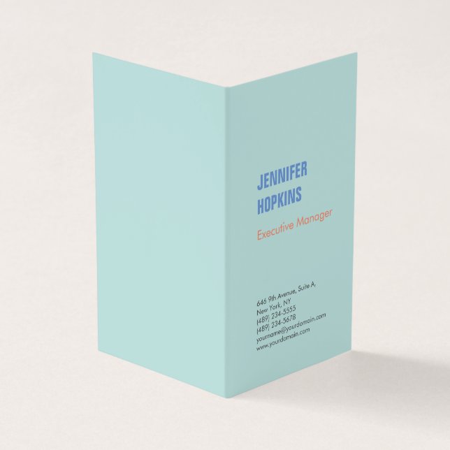 Professional minimalist modern blue business card (Outside)