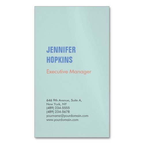 Professional minimalist modern blue business card magnet