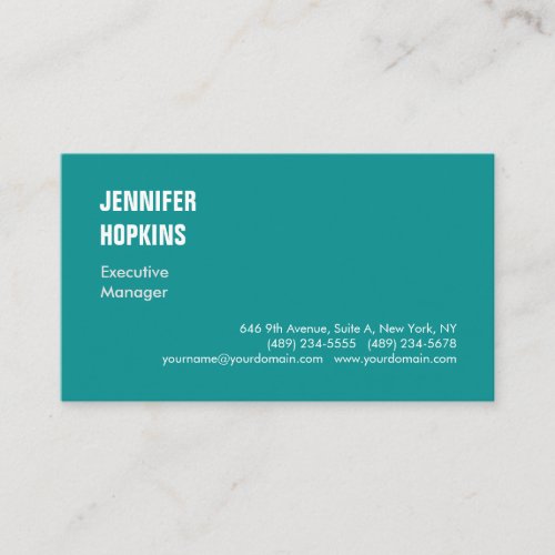 Professional minimalist modern blue green business card