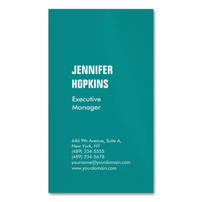 Professional minimalist modern blue green business card magnet (Front Vertical)