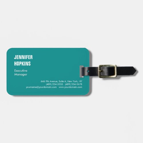 Professional minimalist modern blue green luggage tag