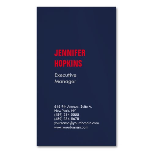 Professional minimalist modern blue red business card magnet