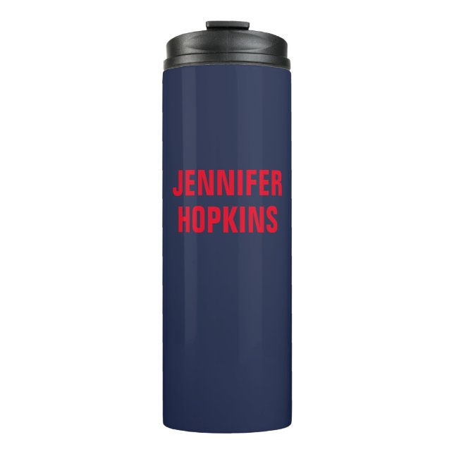 Professional minimalist modern blue red thermal tumbler (Front)
