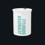 Professional minimalist modern blue white add name beverage pitcher<br><div class="desc">This template can be customized to meet all professional occupations.</div>