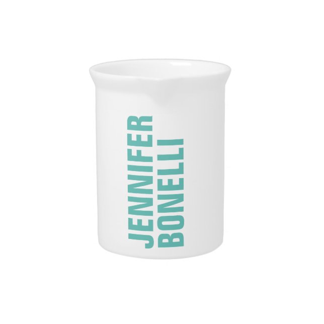 Professional minimalist modern blue white add name beverage pitcher (Front)