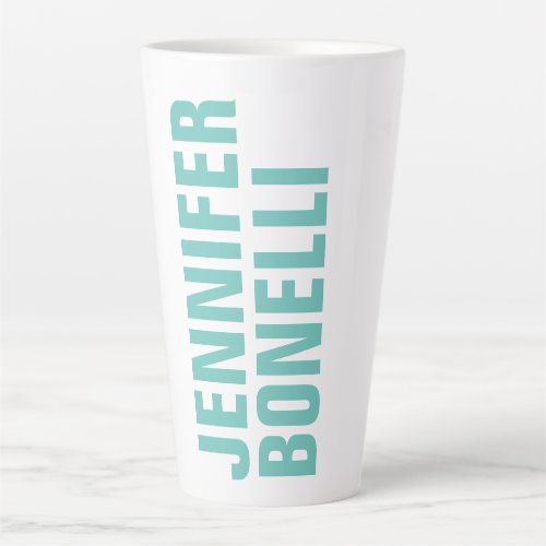 Professional minimalist modern blue white add name latte mug