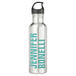 Professional minimalist modern blue white add name stainless steel water bottle