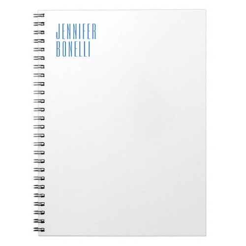 Professional minimalist modern blue white notebook