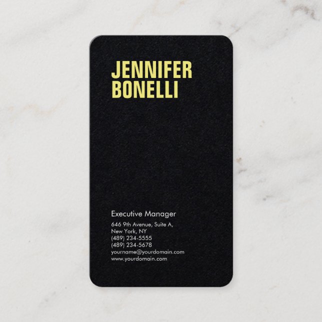 Professional minimalist modern bold black yellow business card (Front)