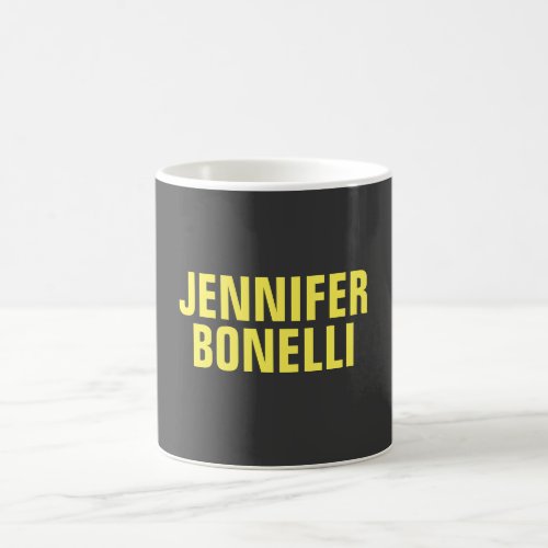 Professional minimalist modern bold black yellow coffee mug