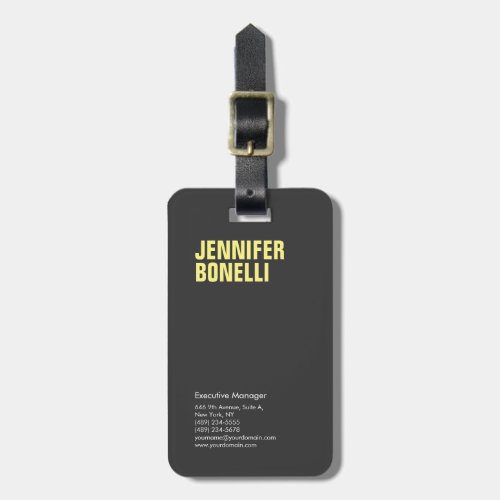 Professional minimalist modern bold black yellow luggage tag