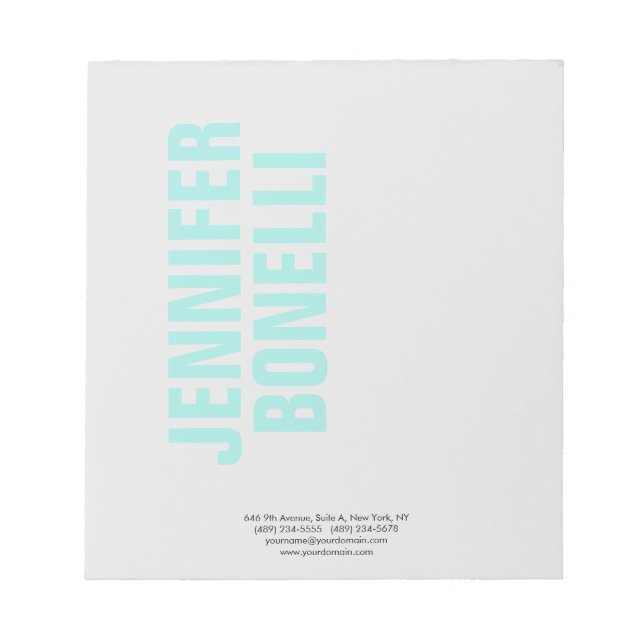 Professional minimalist modern bold blue name notepad (Front)