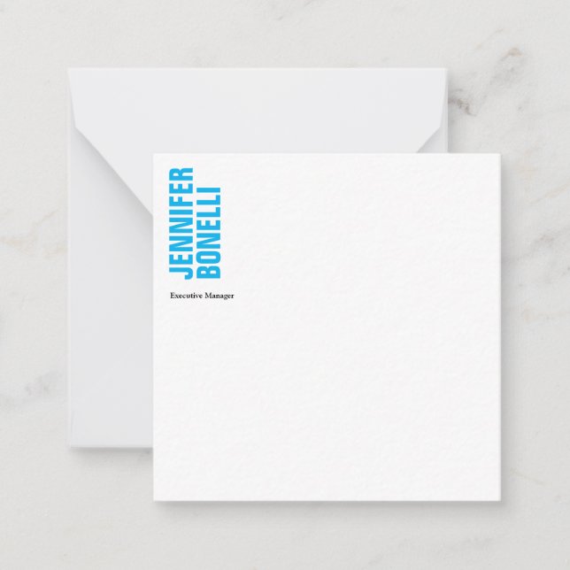 Professional minimalist modern bold blue white note card (Front)