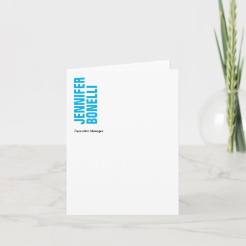 Professional minimalist modern bold blue white note card