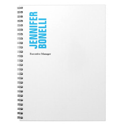 Professional minimalist modern bold blue white notebook