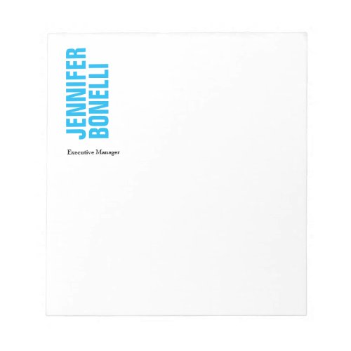 Professional minimalist modern bold blue white notepad