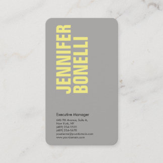 Professional minimalist modern bold grey yellow business card