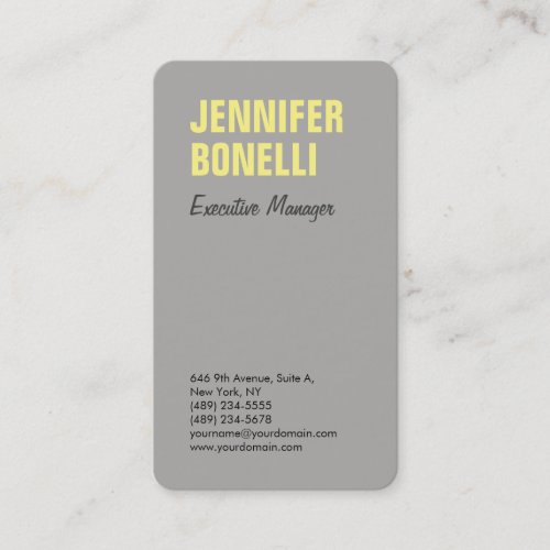 Professional minimalist modern bold grey yellow business card