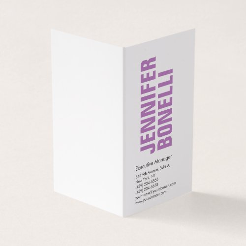 Professional minimalist modern bold lavender white business card