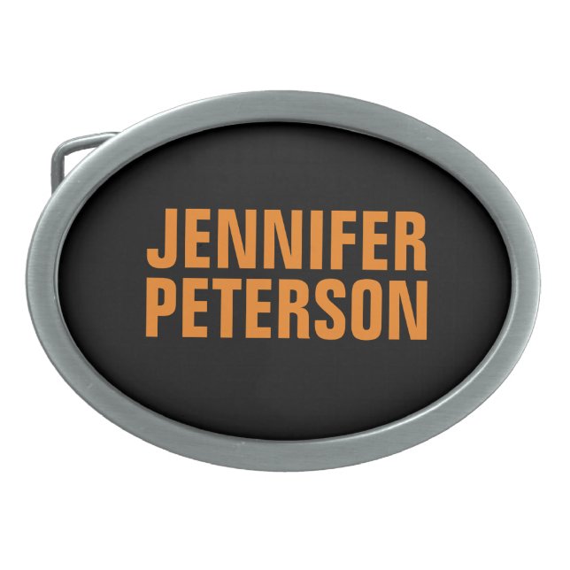 Professional minimalist modern bold orange black belt buckle (Front)