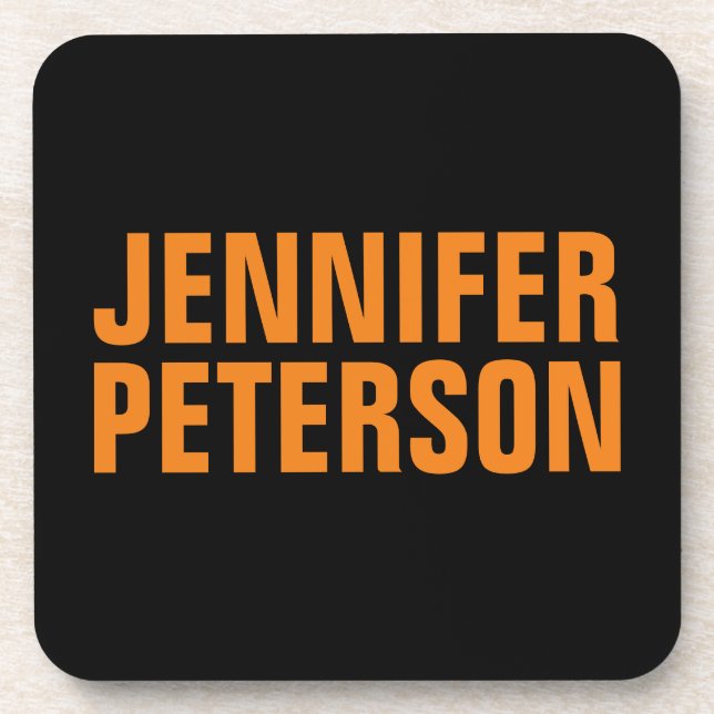 Professional minimalist modern bold orange black beverage coaster (Front)